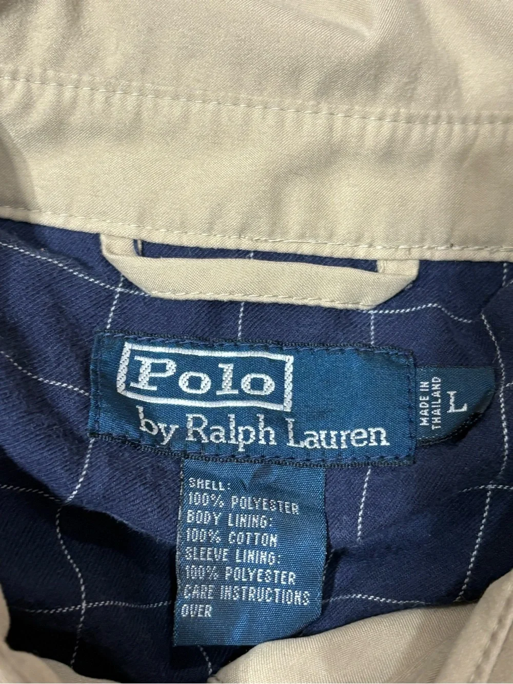 Polo Ralph Lauren Vintage Jacket Mens L Tan Harrington Full Zip Windbreaker